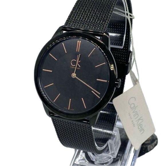 Calvin Klein Minimal Black Mesh Strap Watch Unisex K3M22421